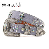 NOWISBB Y2K Rhinestones Belts Quality Western Cowgirl Cowboy Diamond Bling Cinturones Para Hombre Luxury Designer Brand Goth