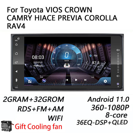 8core carplay 2G+32G Universal Android 11.0 2din Car Radio accessories Player Car Multimedia for toyota COROLLA yaris CAMRY RAV4