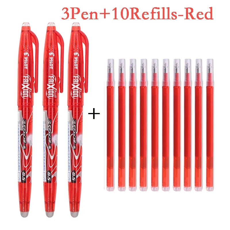 Pilot Frixion Pen Erasable Gel Pen Set 0.5mm Blue/black/red Replaceable Refill Student Writing Tool Supplies Japanese Stationery