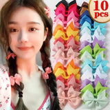 10Pcs/lot Kids Solid Color Ribbon Baby Bows Hair Clips for Baby Girls Handmade Bowknot Hairpin MiNi Barrettes Hair Accessories