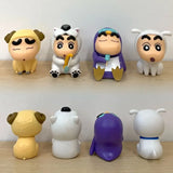 4/6/10pcs Set Crayon Shin-Chan Anime Figure Fishing Puppy Kawaii Q Version Mini Decor Figurines Collectibles Toys Holiday Gifts