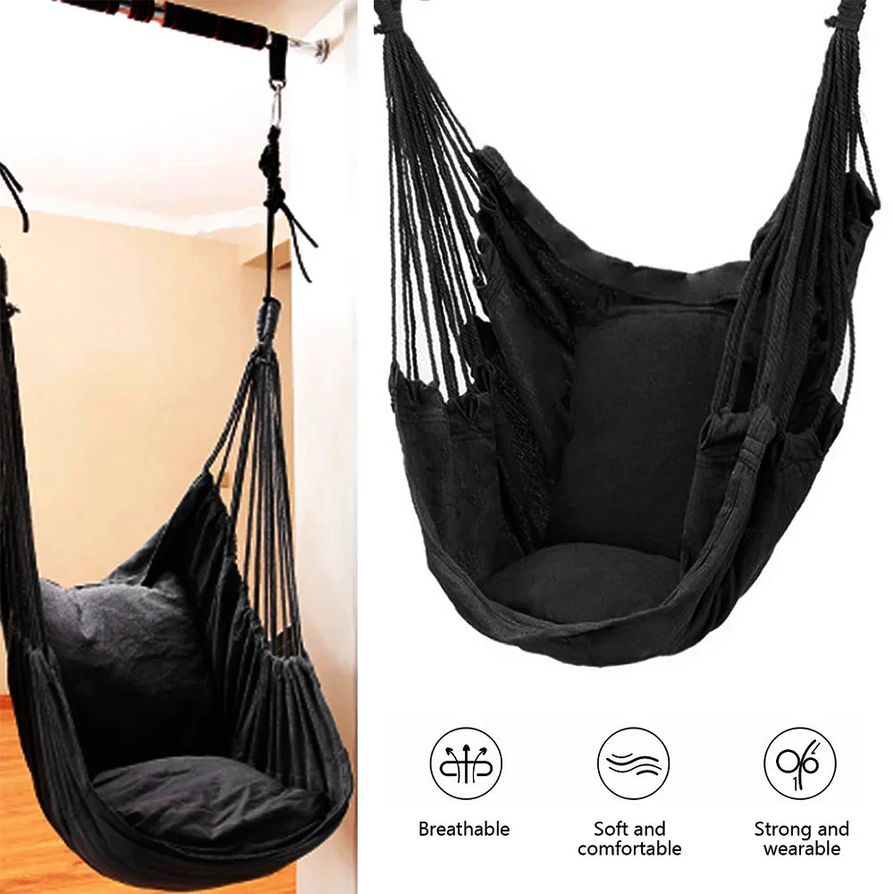 Hammock Chair Hanging Rope Swing Chair Portable Comfortable Hammock Seat Hanging Sleeping Swing Chair Home Outdoor Dropshipping