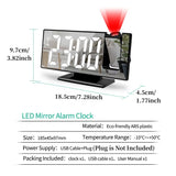 180° Arm Projection Alarm Clock with Time Temperature Digital Alarm Clock Snooze Table Clock 12/24H USB Projector LED Clock