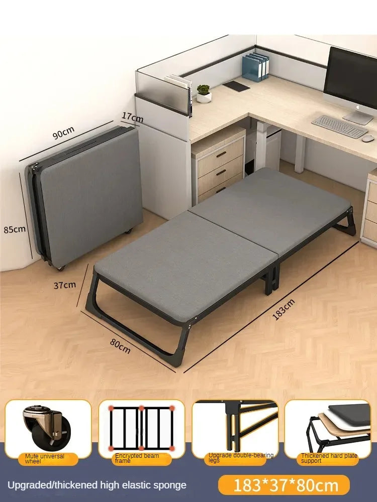 Folding Portable Nap-Bed Office Home Nap-Bed Adult Recliner Hard Board Accompanying Bed Marching Bed Single Folding Bed Hot Sale