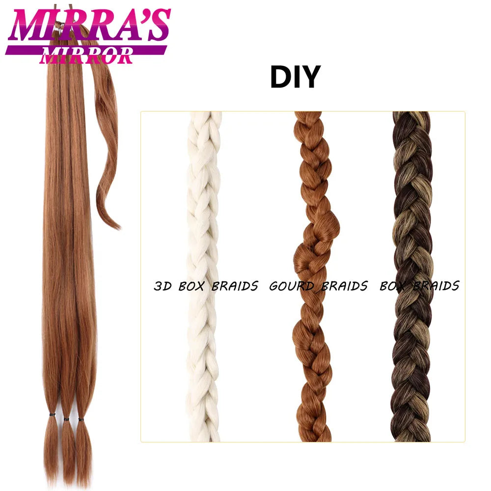 28 Inch Long DIY Braided Ponytail Extension with Hair Tie Straight Wrap Around Hair Extensions Ponytail Synthetic Hairpiece 100G