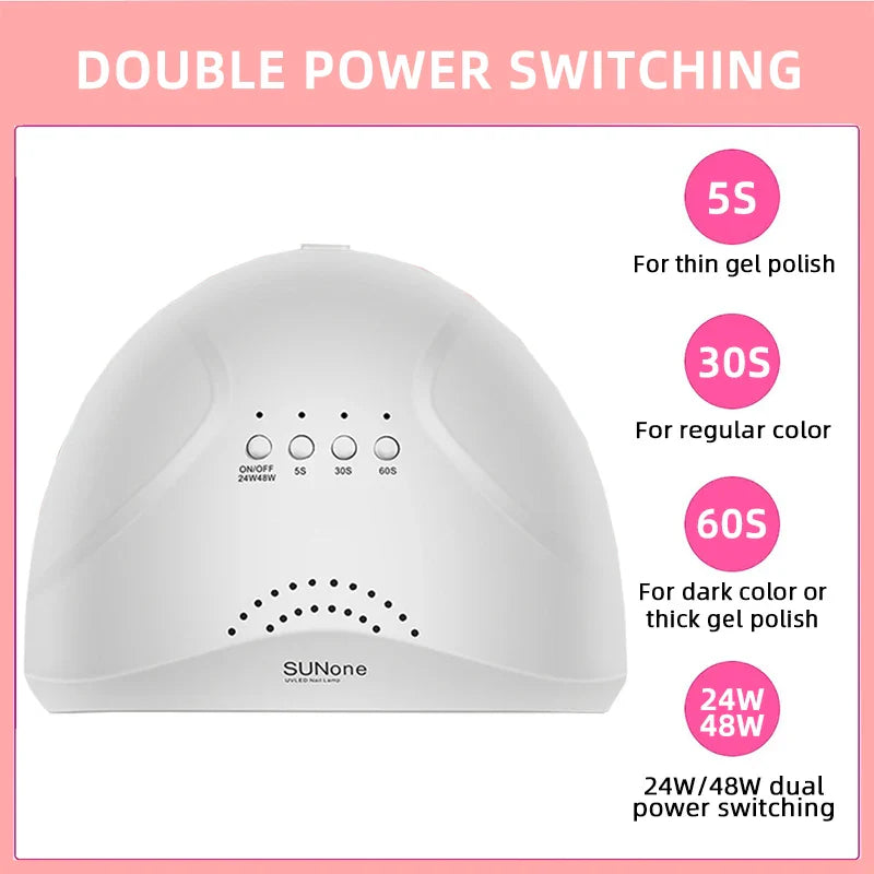 48W UV LED Nail Lamp for Quick Curing All UV Gel Professional Nail Dryer with Motion Sensing Protable Nail Art Salon Equipment