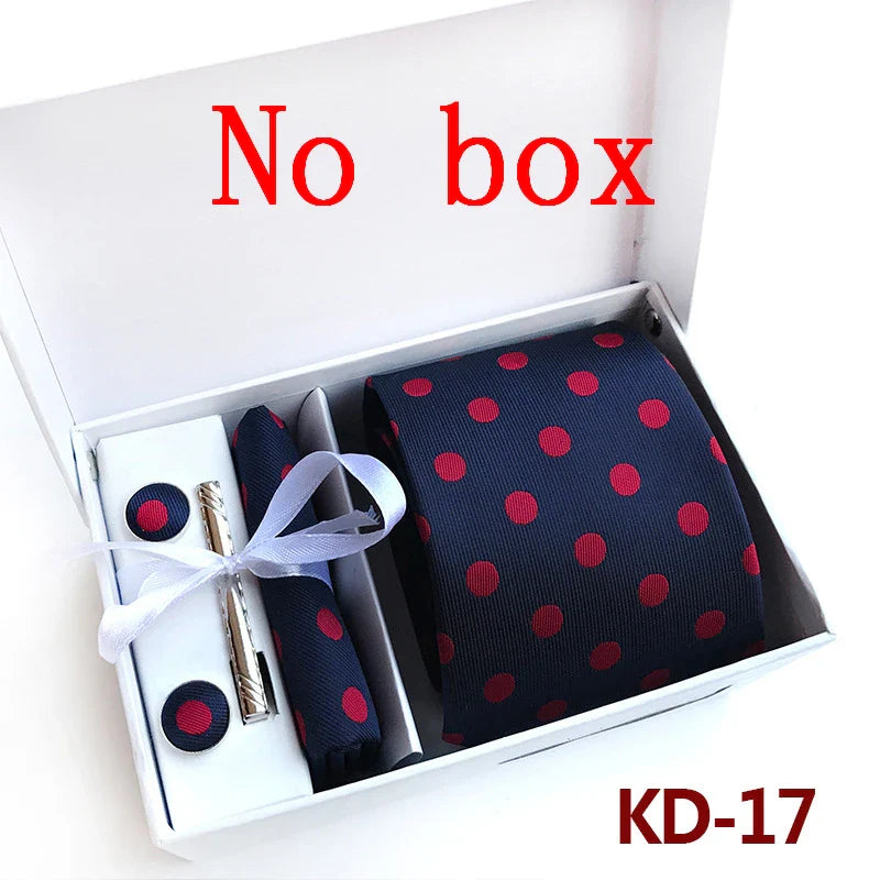 Luxury Tie Set Gift Box For Men Wedding Jacquard Necktie Square Clip Cufflinks Handkerchief Brezo Pour Teal Tie