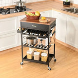 TOOLF Kitchen Island Cart with Drawer, Rolling Kitchen Service Cart with Tabletop, Storage Trolley Cart for Kitchen, Dining Room