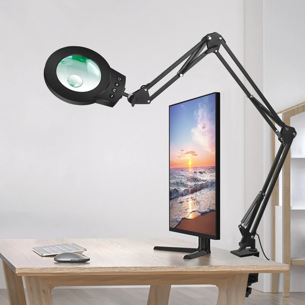 NEWACALOX 10X/5X Magnifier 5 Colors Illuminated Magnifying Glass Touch Control Table Lamp for Soldering Close Work RepairingTool