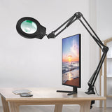 NEWACALOX 10X/5X Magnifier 5 Colors Illuminated Magnifying Glass Touch Control Table Lamp for Soldering Close Work RepairingTool