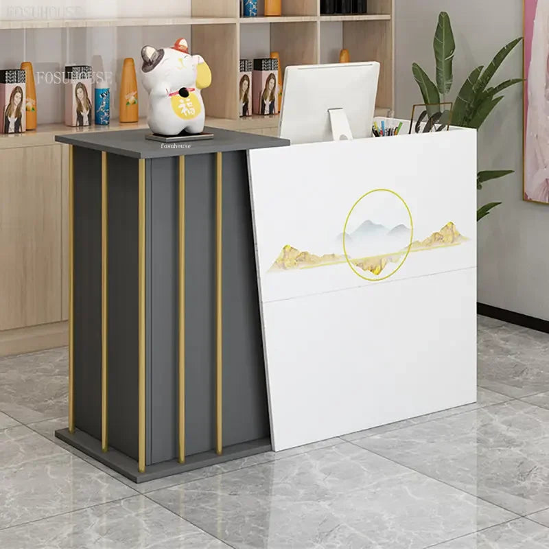 Modern wood Reception Desks Simple Supermarket Cashier Hotel Small Reception desk Beauty Salon Clothing Store checkout counter Z