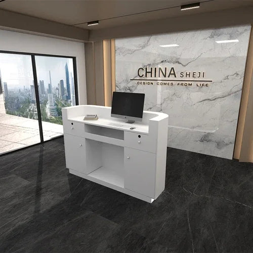 White Small Reception Desk Luxury Office Executive Shop Reception Counter Front Pulpito Escritorio Bar Furniture Counter LJ50RT