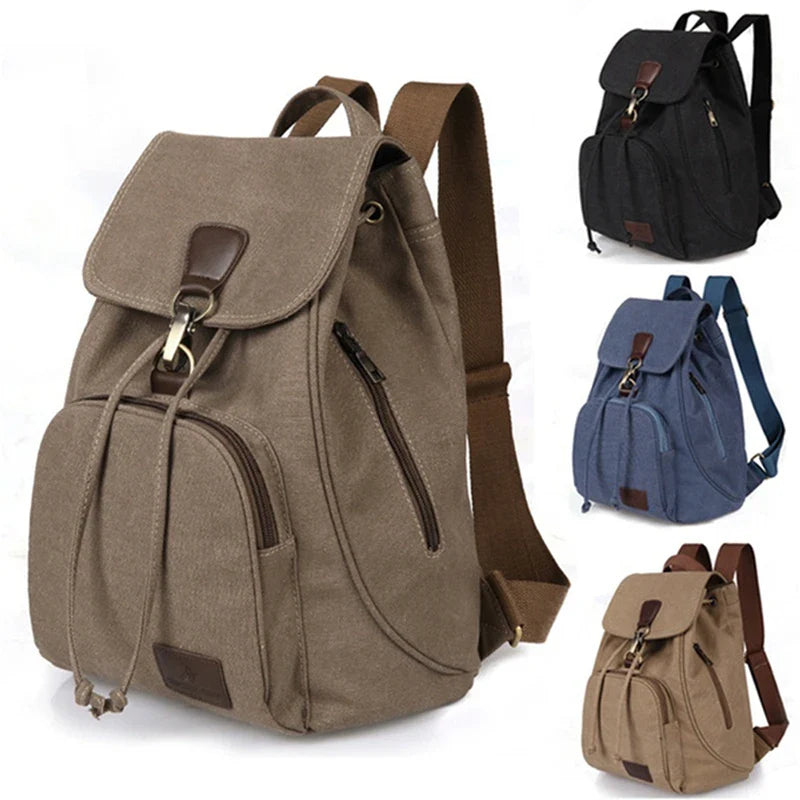 Retro Men's Travel Backpack Canvas Solid Outdoor Camping Multifunctional Anti-theft Backpack Women