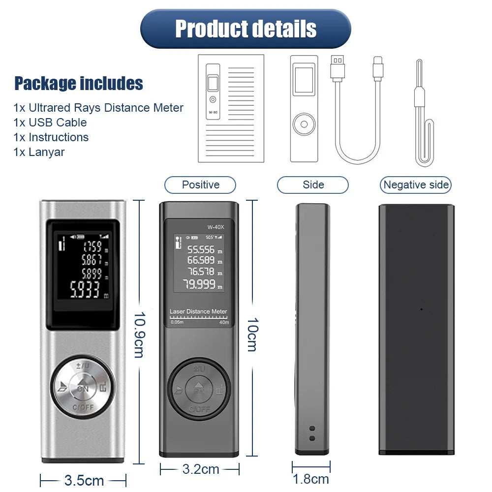 Laser Distance Meter Rangefinder Laser Tape Measure Digital Laser Rangefinder Angle Measure Range Finder Construction Tool