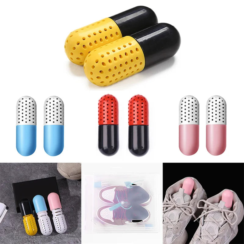 2pcs Shoes Deodorizer Capsules for Sneaker Gym Bag Locker Deodorant Dehumidifier Tool Portable Shoe Freshener Care Accessories