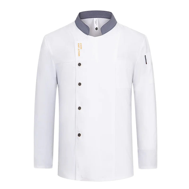 Men chef jacket with apron Long Sleeve Chef uniform Restaurant Cook Coat Chef T-shirt Work Uniform Hotel Clothes Logo women