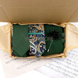 Viola Design 7 PCS Gift Box Cotton Sock Tie Sets Clip Pin Cufflinks Hanky Solid Floral Men Wedding Party Daily Cravat Accessory