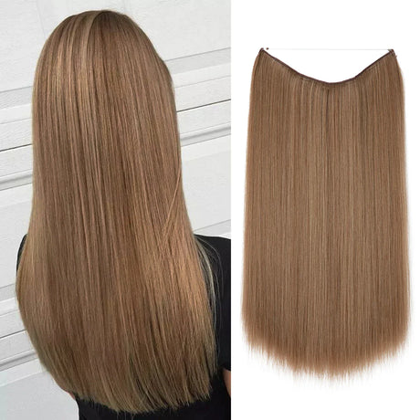 Synthetic Hair Extension No Clip Natural Hair Piece Ombre Fake False One Piece Straight Hairpiece Blonde For Women