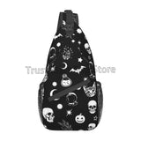 Gothic Skull Cat Moon Pattern Sling Bag Women Crossbody Chest Backpack Hiking Daypack Men Travel Casual Rideing Outdoor Beach