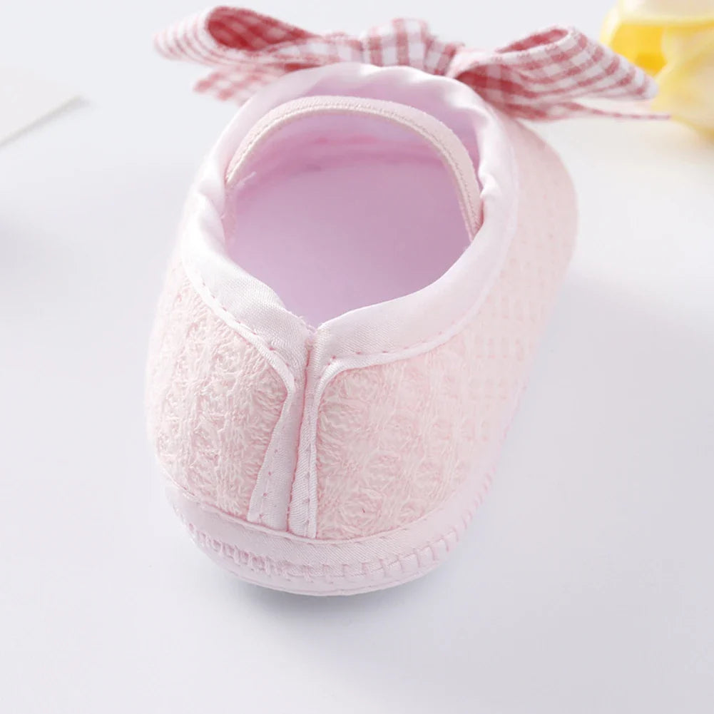 Baby Girls with Headband Princess Wedding Prewalkers Bowkont Footwear Shoes Infant Soft Bottom First Walkers 0-12M Anti-slip