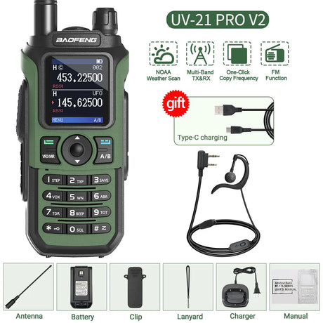 Baofeng UV-21 PRO V2 Walkie Talkie Wireless Copy Frequency Professional  Long Range 16 km High Power Two Way Ham Radio