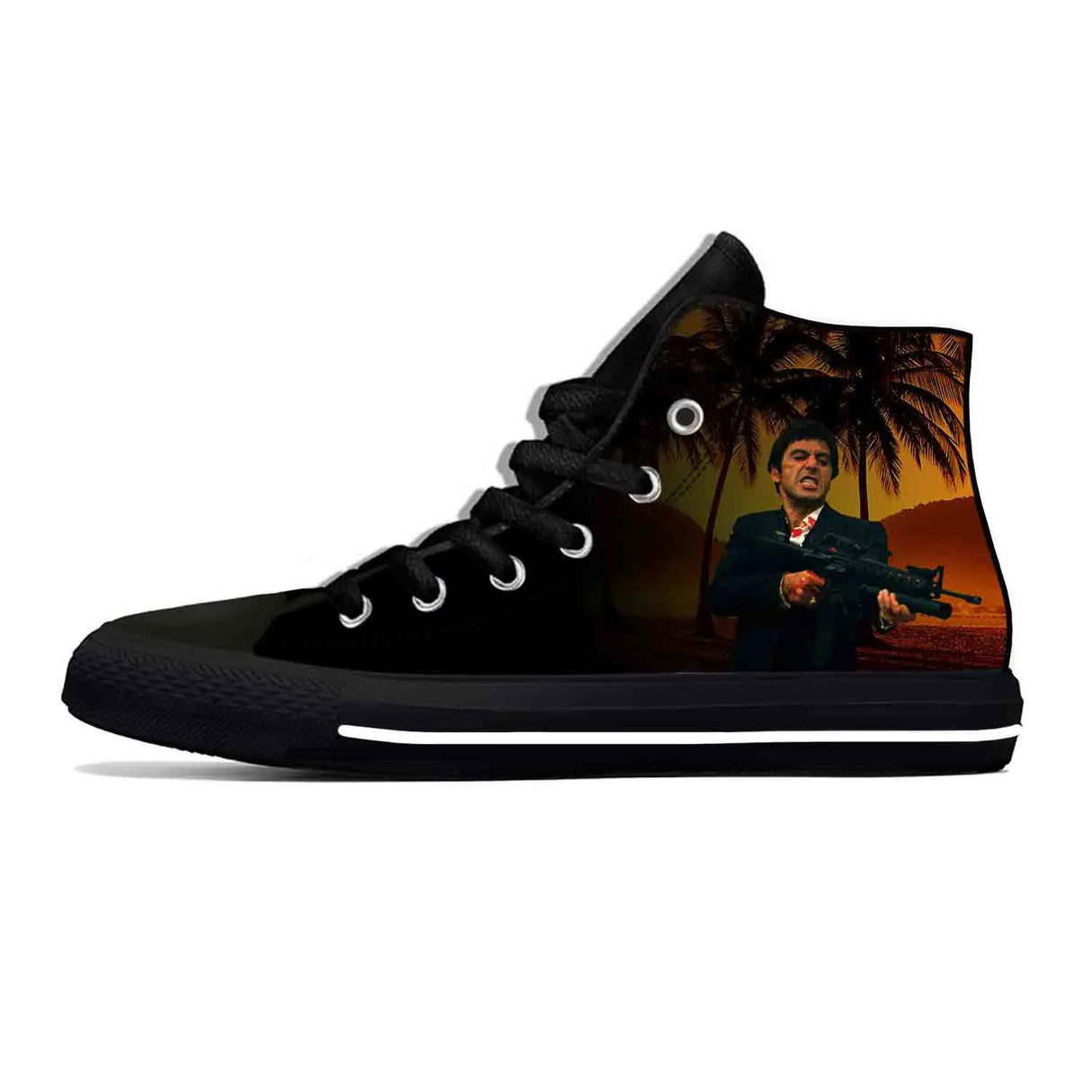 Hot Scarface Tony Montana Movie Anime Cartoon Casual Shoes High Top Lightweight Summer Board Shoes Breathable Men Women Sneakers