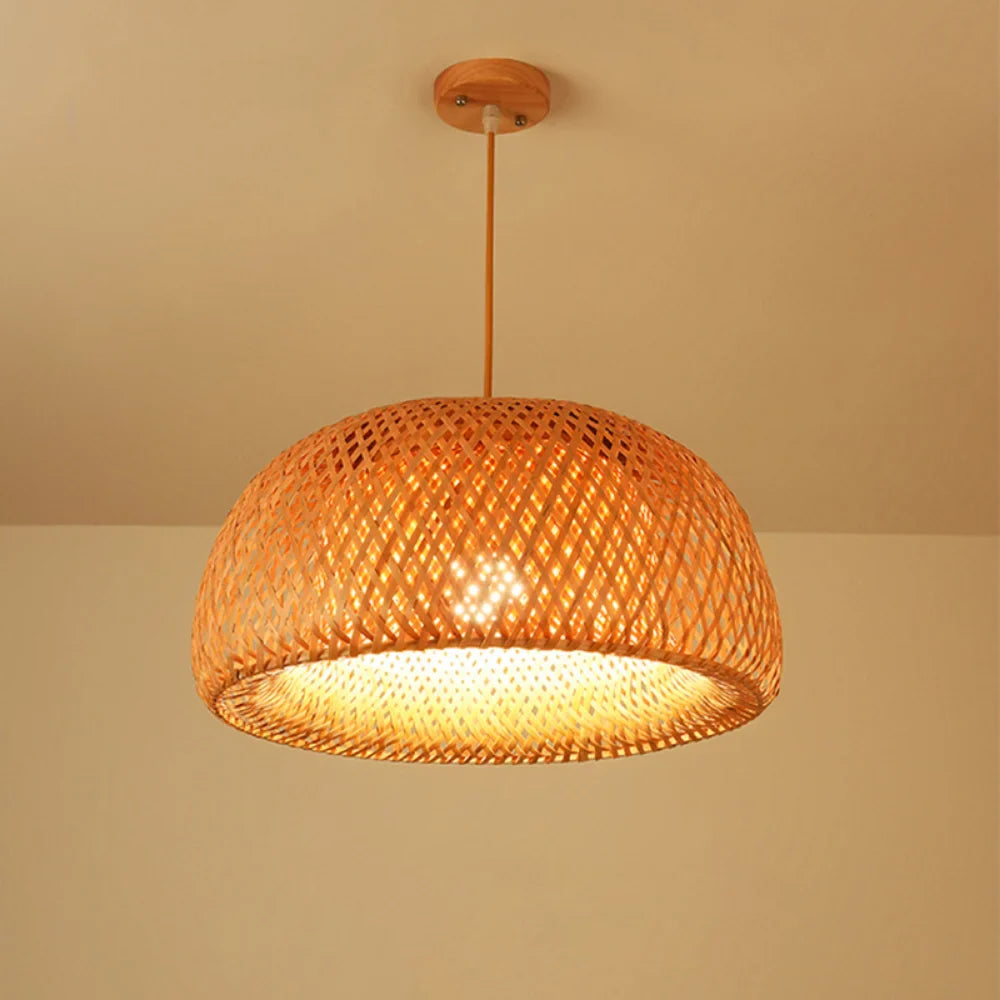 Bamboo Pendant Lamp Hand Knitted Chinese Style Weaving Hanging Lamps 18/19/30cm Restaurant Home Decor Lighting Fixtures