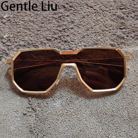 Gothic Steampunk Sunglasses Men 2023 Luxury Brand Vintage One-pieces Punk Sun Glasses For Male Oversized Square Eyewear Shades  