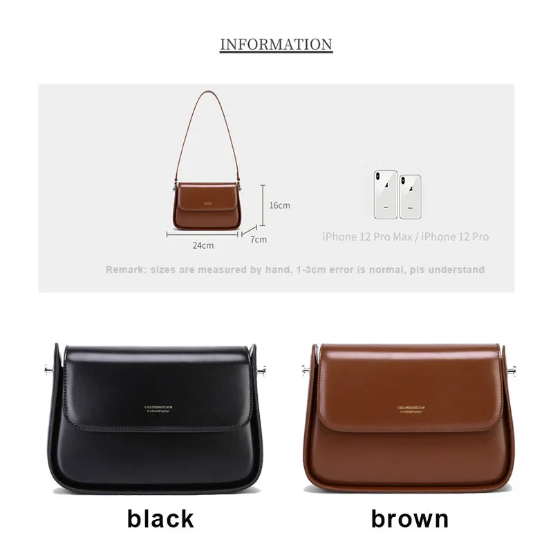 Women's Bag Female Elegant Saddle Shoulder Bag 2022 New Fashion Textured Niche Design Cowhide Split Leather Crossbody Messenger