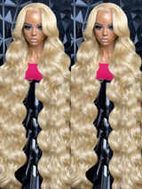 250% 613 Honey Blonde Body Wave 13x6 HD Transparent Lace Front Human Hair Wigs 30 32 Inch Color 13x4 Lace Frontal Wig For Women