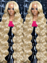 250% 613 Honey Blonde Body Wave 13x6 HD Transparent Lace Front Human Hair Wigs 30 32 Inch Color 13x4 Lace Frontal Wig For Women