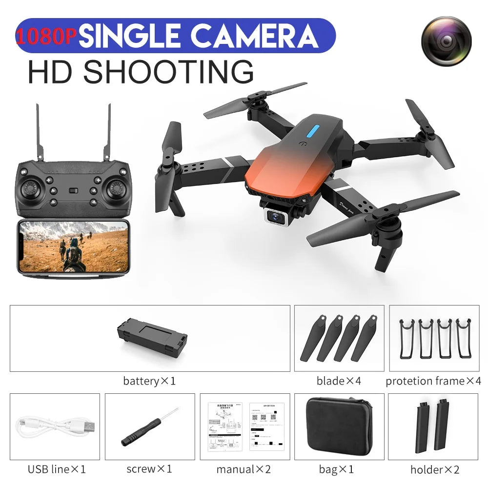 2023 New Quadcopter E88 Pro WIFI FPV Drone With Wide Angle HD 4K 1080P Camera Height Hold RC Foldable Quadcopter Dron Gift Toy