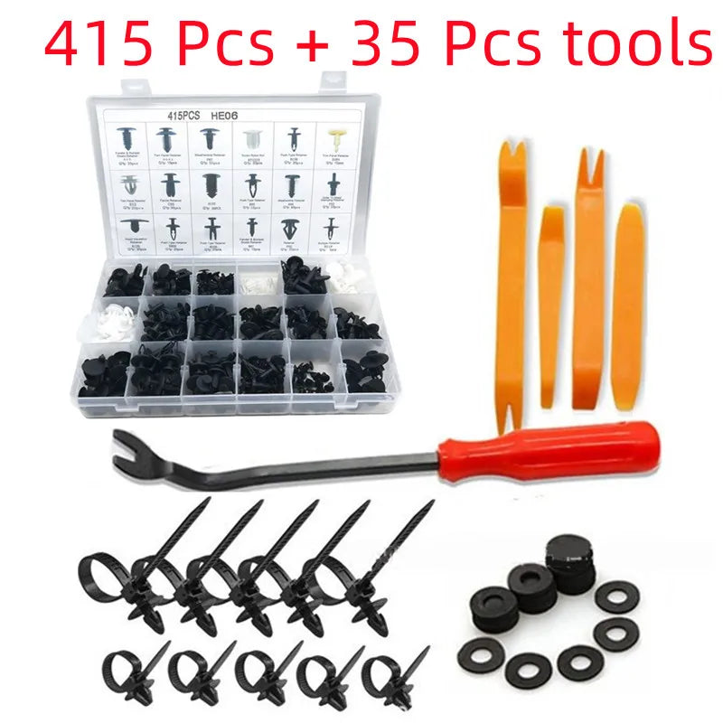 Car Push Retainer Clips Auto Fasteners Assortment Nylon Bumper Fender Rivets with 10 Cable Ties and Fasteners Remover Toyota GM