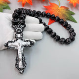 GS111 Cross Holy Image Resin Paintings Fine Beads Decoration Religious Redemption Belief 3D Stereo Car Pendants NecklaceOrnament