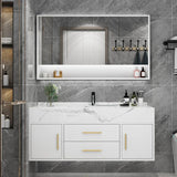 Marble Bathroom Cabinet Combination Solid Wood Intelligent Simple Luxurious Bathroom Cabinet Sink Washbasin Furniture YX50BC