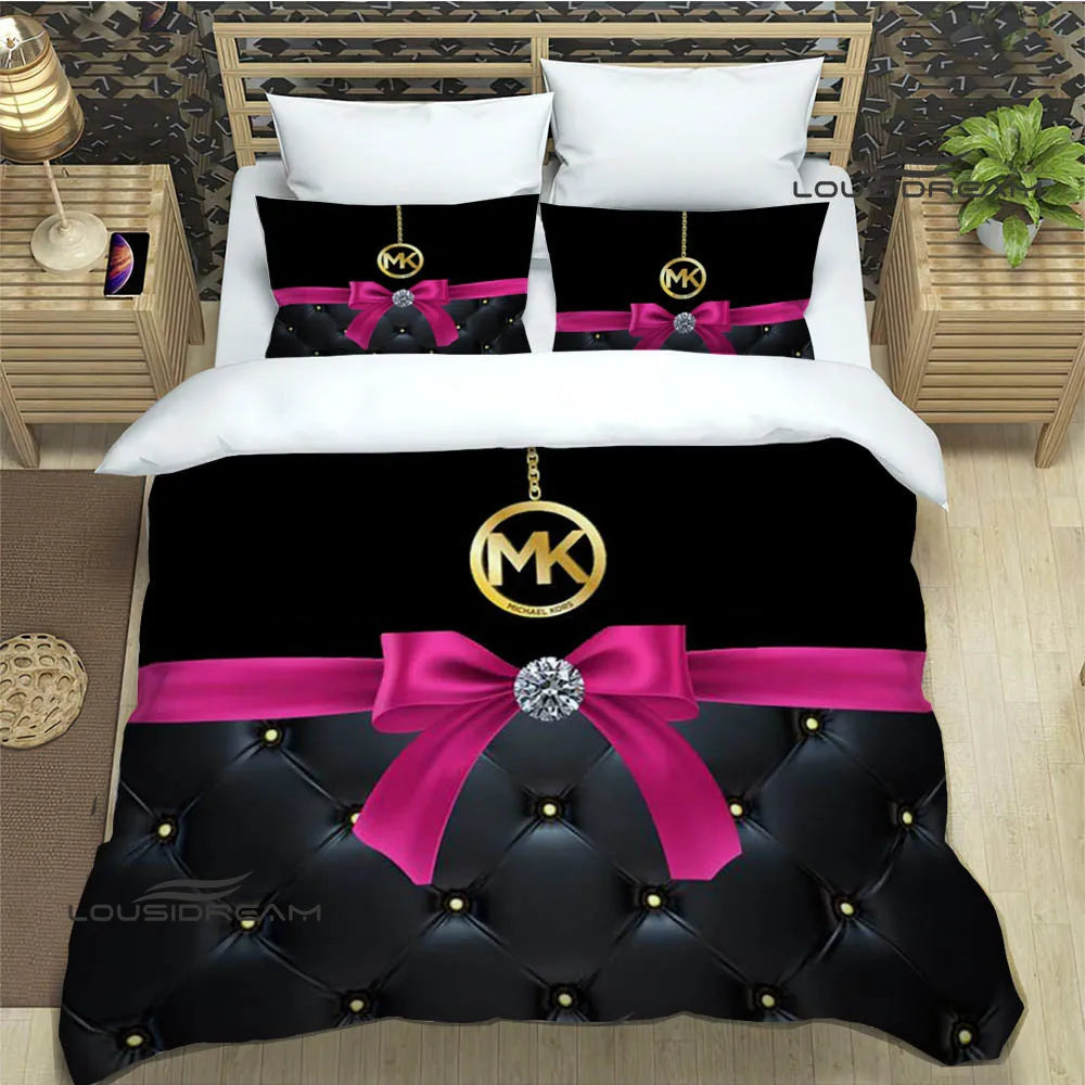 M-Michael-Kors logo printed Bedding Sets exquisite supplies set duvet cover bed comforter set bedding set luxury birthday gift