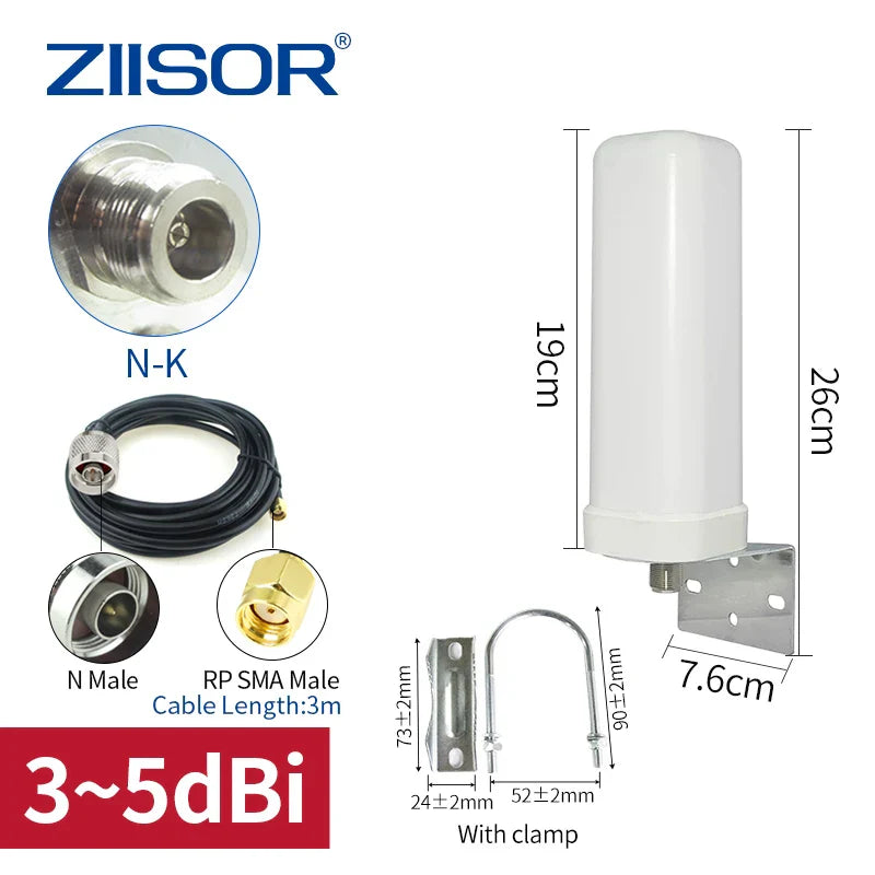 ZIISOR 5G 4G LTE WiFi Antenna Outdoor for Router Aerial Communication Antennas Long Range with N female RP SMA Male