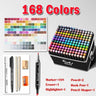 168 Color Marker Pen Set Manga Double-Headed Comic Highlighter Art Painting Drawing Sketch Graffiti Watercolor Stationery