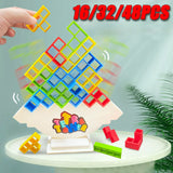 16PCS/32PCS/48PCS Russian Block Cubes Stacking Practice Children's Concentration Blocks Desktop Toys Children's Educational Toys