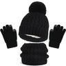 Kids Winter Hat Gloves Scarf Set Girls Toddler Children Hats With Pom Knit Neck Warmer Gaiter Mittens Fleece Lined Sets