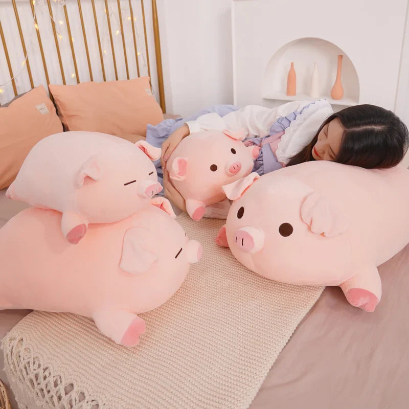 40/50/60/80cm Squish Pig Stuffed Doll Lying Plush Piggy Toy Animal Soft Plushie Pillow Cushion Kids Baby Comforting Gift