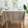 Battilo Linen Tablecloth Rectangular Tables Cloth With Tassel Waterproof Coffee Desks Cover for Dining Table Wedding Decor