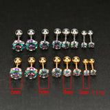 2PCS Small Ear Studs Earrings Cartilage Earrings Colorful Shiny Zircon Titanium Steel Anti-allergic 16G Fashion Jewelry Women