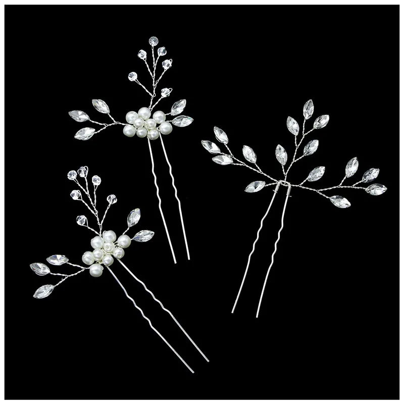 3pcs White Flower U Shaped Hairpin Pearl Elegant Hair Clips Hair Jewelry Accessories For Women Wedding Head Ornaments Hairpins