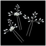 3pcs White Flower U Shaped Hairpin Pearl Elegant Hair Clips Hair Jewelry Accessories For Women Wedding Head Ornaments Hairpins