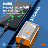 KuWFi 5200mAh 4G LTE Router Proteble Mobile Travel Router 150Mbps Wireless Wi-Fi Hotspot USB Output TypeC Charging SIM Card Slot