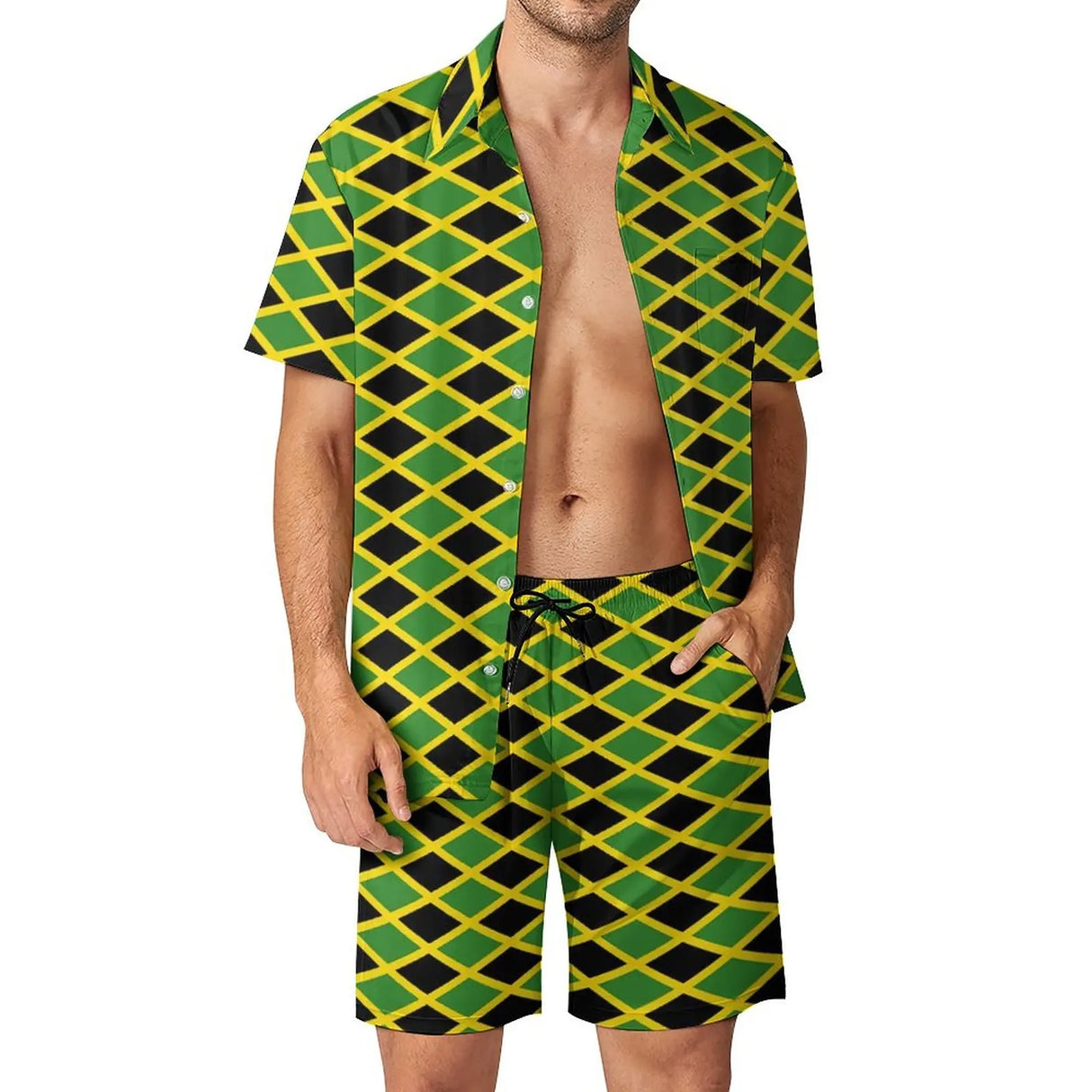 Jamaican Flag Men Sets Jamaica Cushion Aesthetic Casual Shirt Set Short-Sleeve Design Shorts Summer Vacation Suit Plus Size 3XL