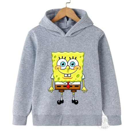 Spring and Autumn SpongeBob Printed Hoodies for Kids Sweatshirts for Boys and Girls Original Fashion Creative Games Baby Clothes