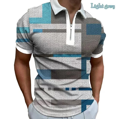 Men's new high-quality short-sleeved Polo shirt luxury casual lapel plaid summer fashion clothing European size top