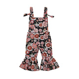 FOCUSNORM 0-4Y Lovely Baby Girl Romper Pants 4 Style Flowers Printed Sleeveless Off Shoulder Ruffle High Waist Flare Jumpsuit